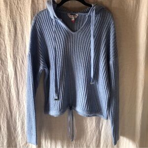 NOBO ribbed super soft pullover v neck hoodie in sky blue size L